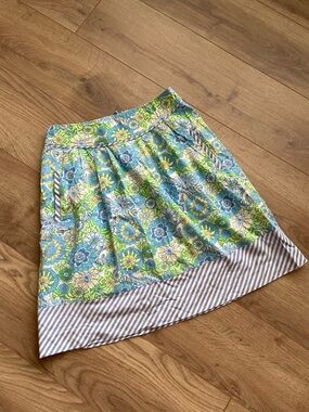 Lilly Pulitzer Blue, Green & Yellow Floral A-Line Skirt